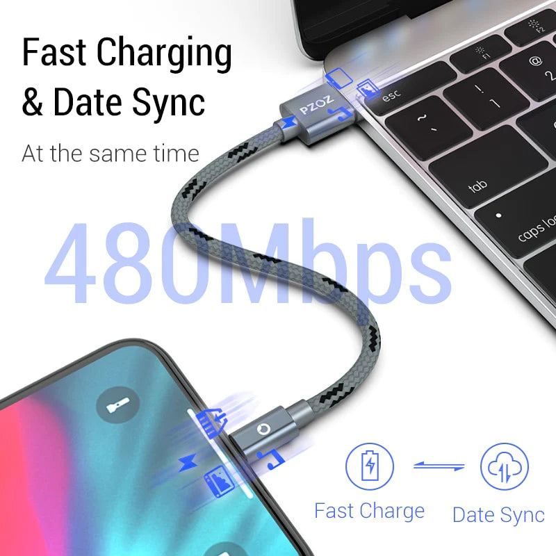 PZOZ Usb Cable for Iphone Cable 14 13 12 11 Pro Max Xs Xr X SE 8 7 6S plus Ipad Air Mini Fast Charging Cable for Iphone Charger