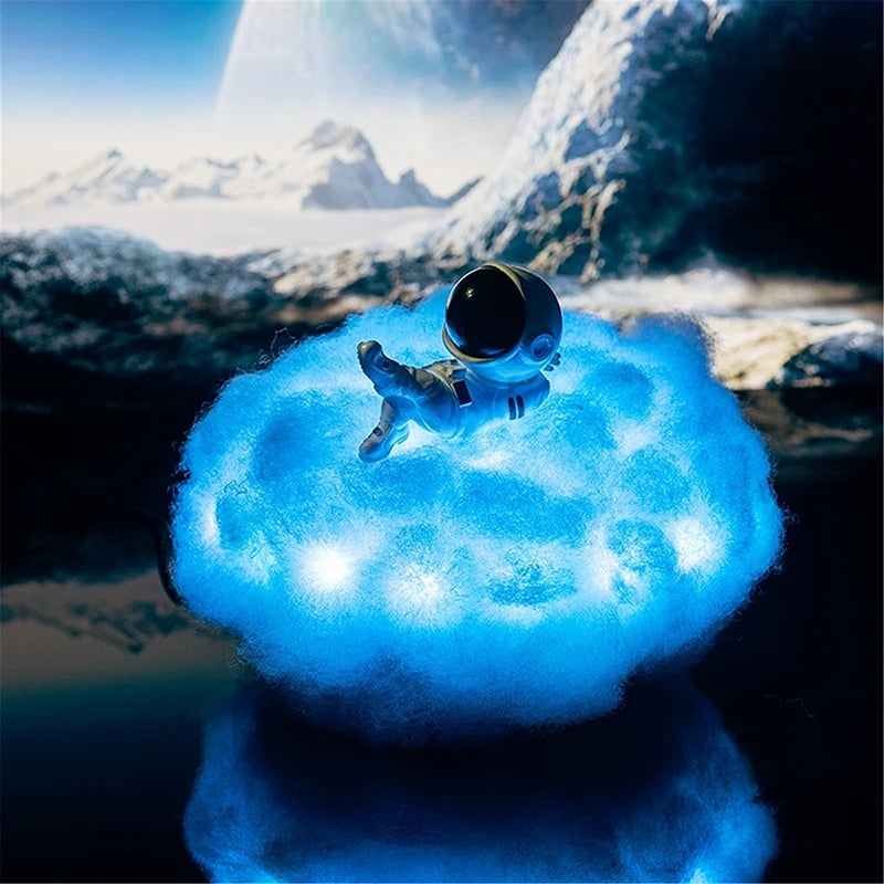 LED Colorful Clouds Astronaut Lamp With Rainbow Effect As Children's Night Light Kids Bedroom Night lamp Decor Home Moon Lamp