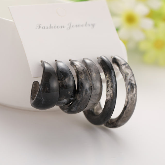 Trendy Exquisite Pearl Metal Earrings Set For Women Geometric Circle Dangle Drop Earrings Acrylic Set of Earrings Jewelry