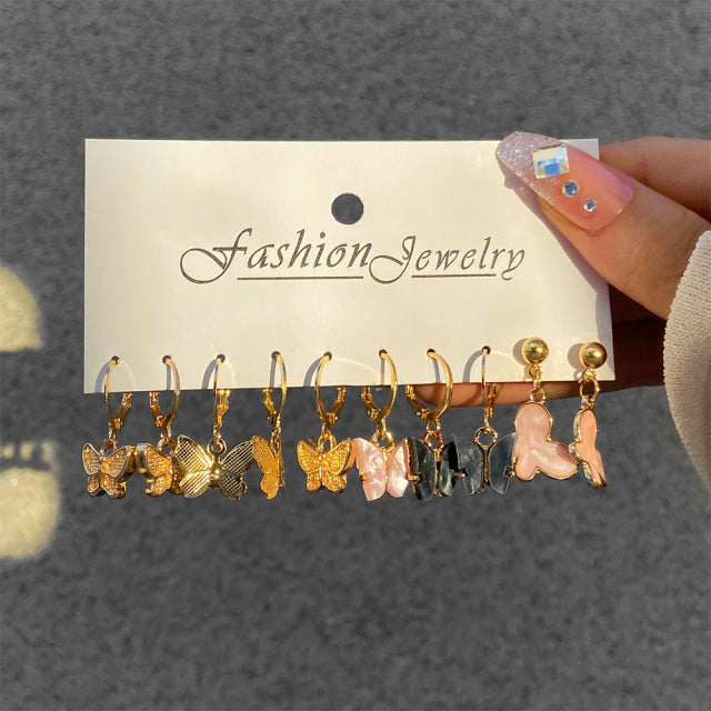Trendy Exquisite Pearl Metal Earrings Set For Women Geometric Circle Dangle Drop Earrings Acrylic Set of Earrings Jewelry