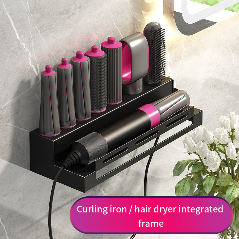 Hair Curling Stick Storage Rack No Punching Storage Rack Hair Styling Machine Wall Mounted Bathroom Storage Rack Bracket