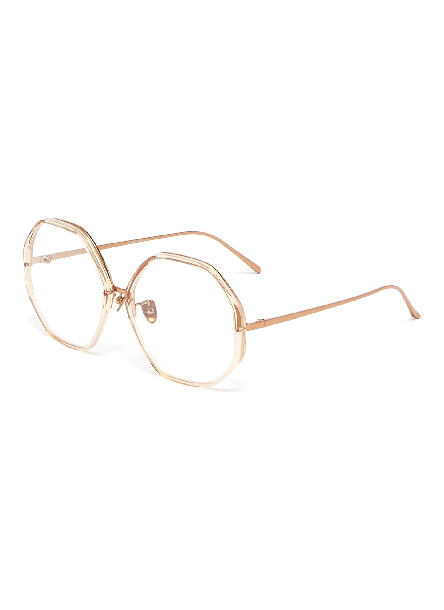 Acetate rim metal oversized octagon frame optical glasses - Linda Farrow - Metallic