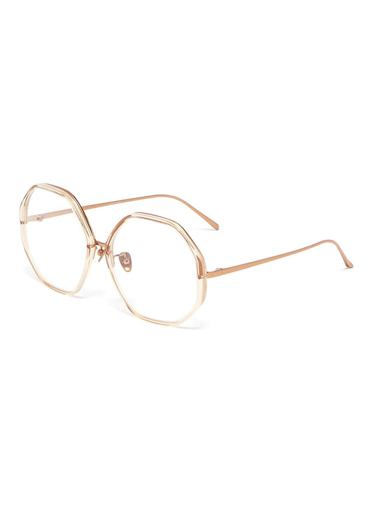 Acetate rim metal oversized octagon frame optical glasses - Linda Farrow - Metallic